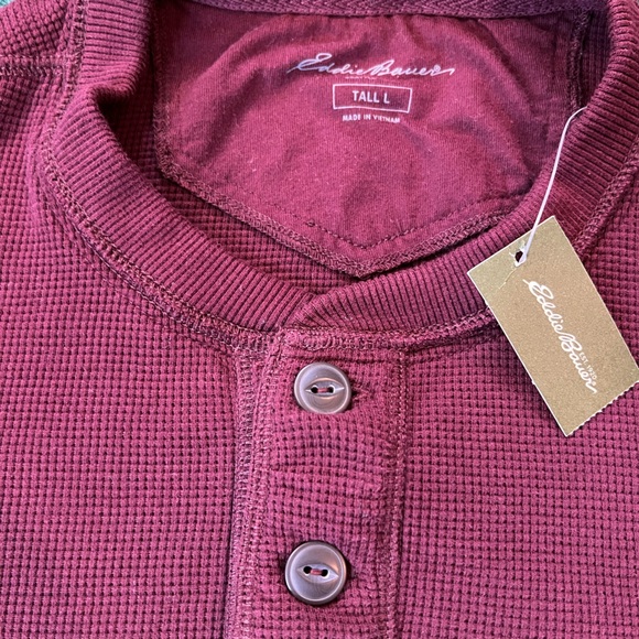 Eddie Bauer Thermal Henley Maroon - Picture 10 of 12